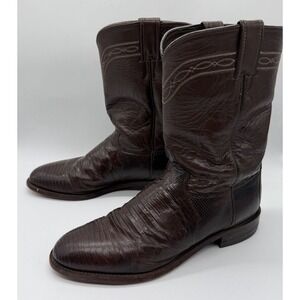Justin Men's Brown Exotic Roper Boot Black Lizard Foot Cowboy 10 EE